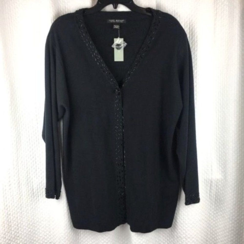 Lane Bryant Designs Collection Button Snap Front Cardigan Sweater Black NWT